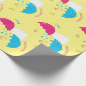 April duscht Doppelregenschirme Geschenkpapier (Ecke)
