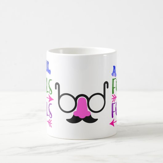 April Fool's Day Fools Mustache & Glasses Kaffeetasse (Mittel)