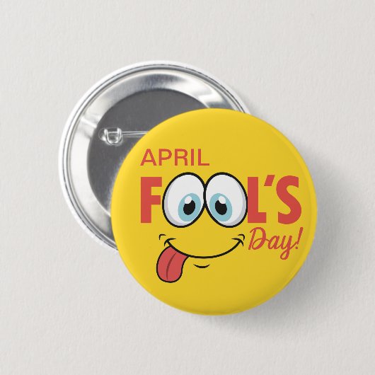 April Fool's Day Happy Funny Face | Urlaub Button (Vorne & Hinten)