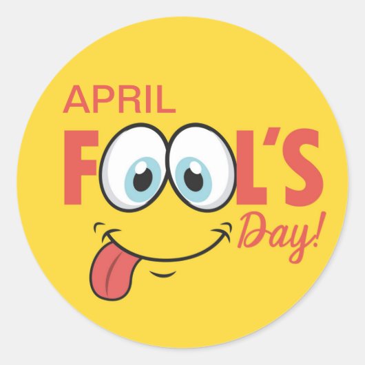 April Fool's Day Happy Funny Face | Urlaub Runder Aufkleber (Vorderseite)