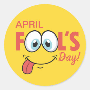 April Fool's Day Happy Funny Face Urlaub Runder Aufkleber