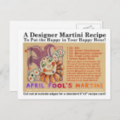 April Fool's Day Martini Rezept Karte Postkarte (Vorne/Hinten)