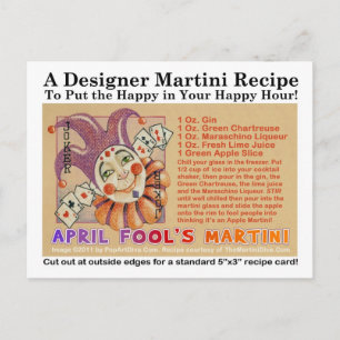 April Fool's Day Martini Rezept Karte Postkarte
