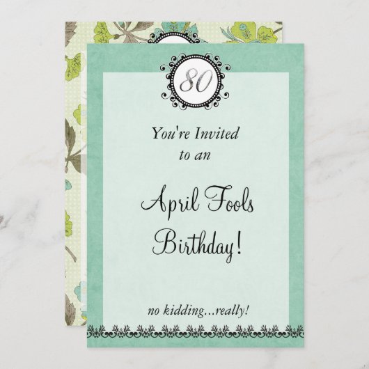 April Fools Geburtstag:Einladung Einladung (Vorne/Hinten)