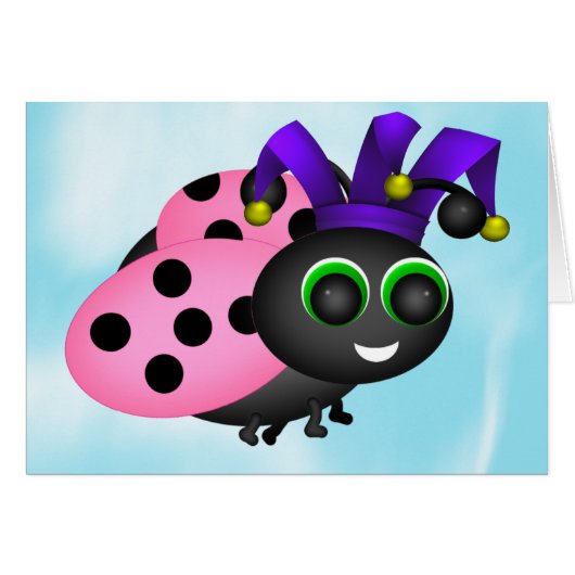 April Fools Ladybug Jester Card (Vorderseite (Horizontal))