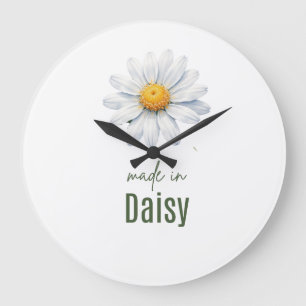 April-Gänseblümchen-Geburtsblumen-Wasserfarbe-Wand Große Wanduhr