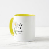 April-Geburtsblume – Monogramm-Design mit Gänseblü Tasse (Vorderseite Links)