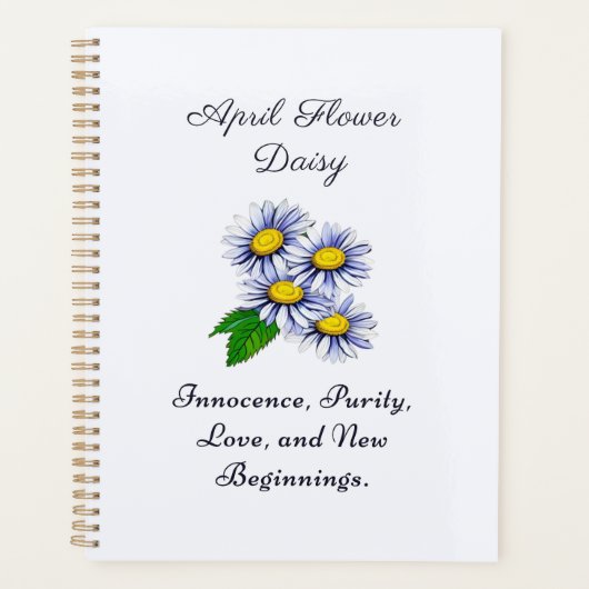 April Geburtsmonat Blume Daisy Fresh Planer (Vorderseite)