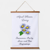 April Geburtsmonat Blume Daisy Fresh Wandteppich Mit Holzrahmen (Vorderseite)