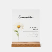 April Geburtsmonat Blume Daisy Personalisiert Acrylschild (Vorderseite)
