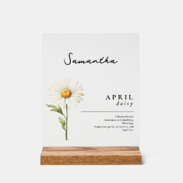 April Geburtsmonat Blume Daisy Personalisiert Acrylschild