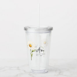 April Geburtsmonat Blume Daisy Personalisiert Acryltrinkbecher