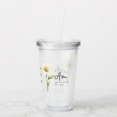 April Geburtsmonat Blume Daisy Personalisiert Acryltrinkbecher (Rückseite)