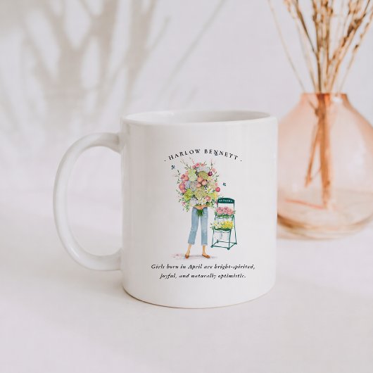 April-Geburtsmonat Mädchen | Monogramm Kaffeetasse