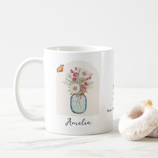 April-Geburtsmonats-Blumen-Tasse Kaffeetasse (Mit Donut)