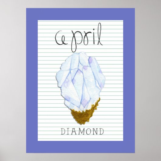 April Geburtsstein Diamant Kunstwerk Poster (Vorne)