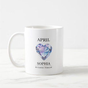 April Geburtsstein Geburtstagsname Diamant Kaffeetasse