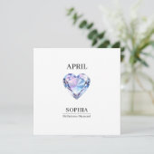 April Geburtsstein Geburtstagsname Diamant Karte (Stehend Vorderseite)
