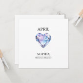 April Geburtsstein Geburtstagsname Diamant Karte (Vorderseite/Rückseite Beispiel)