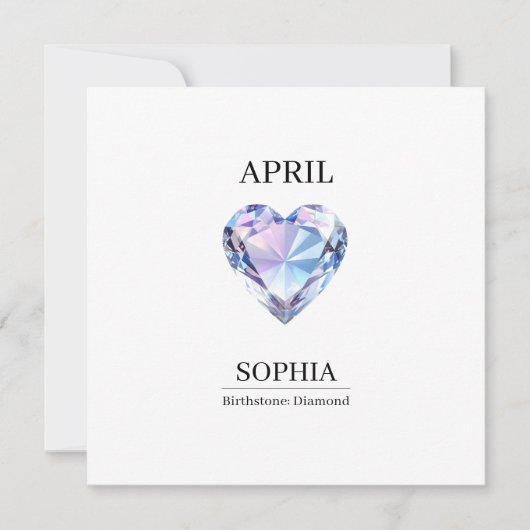 April Geburtsstein Geburtstagsname Diamant Karte (Vorderseite)
