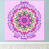 April Geburtstag Blume Personalisiert Daisy Mandal Leinwanddruck (Insitu (Holzboden))