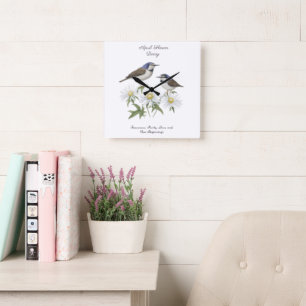 April Geburtstag Monat Blume Daisy geerbt Geburtst Quadratische Wanduhr