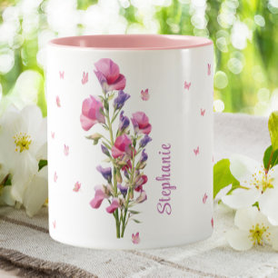 April Geburtstag Sweet Pea Birth Monatsblume Blume Zweifarbige Tasse