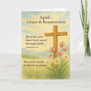 April Geburtstags Bibelvers Kreuz und Auferstehung Feiertagskarte