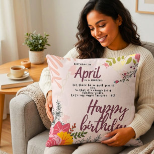 April Geburtstags-Mirakel-Blumen-Quote-Eckig Kissen
