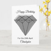 April Geburtstagskarte - Diamond Karte (Gelbe Blume)