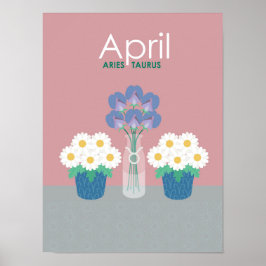 April - Geburtstagssymbole & Zodiakische Blume Poster