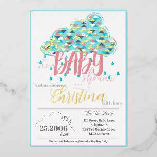 April Gold Foil Moderne Babydusche Einladung
