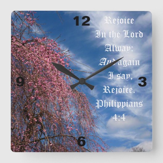 April Himmel mit Leviticus 11:44 Quadratische Wanduhr (Vorderseite)