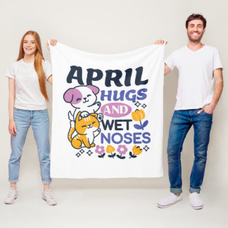 April Hugs und Nassnasen - Niedliche Hunde und Kat Fleecedecke