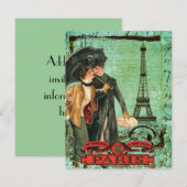 April in der Paris-Einladungs-Mitteilung Einladung (Vorne/Hinten)