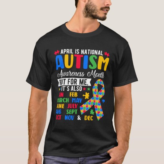 April Is National Autism Awareness Month Puzzle Pi T-Shirt (Vorderseite)