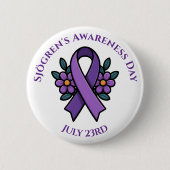 April is Sjögren's Awareness Day | Purple Ribbon Button (Vorderseite)
