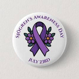 April is Sjögren's Awareness Day | Purple Ribbon Button
