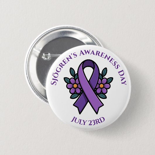 April is Sjögren's Awareness Day | Purple Ribbon Button (Vorne & Hinten)