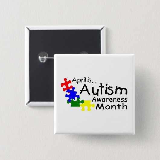 April ist Autismus-Bewusstseins-Monat (Stücke) Button (Vorne & Hinten)