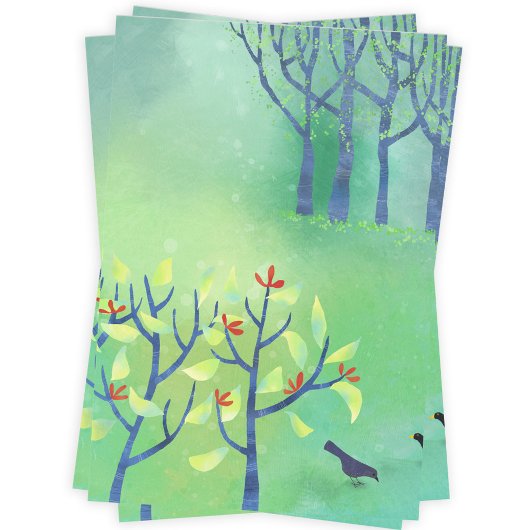 April Moderne Grünlandschaft Natur Malerei Geschenkpapier Set