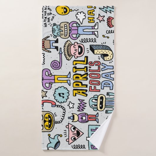 April Narren: farbiges Doodle-Set. Badehandtuch (Badehandtuch)