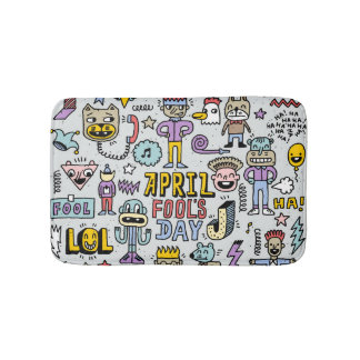 April Narren: farbiges Doodle-Set. Badematte