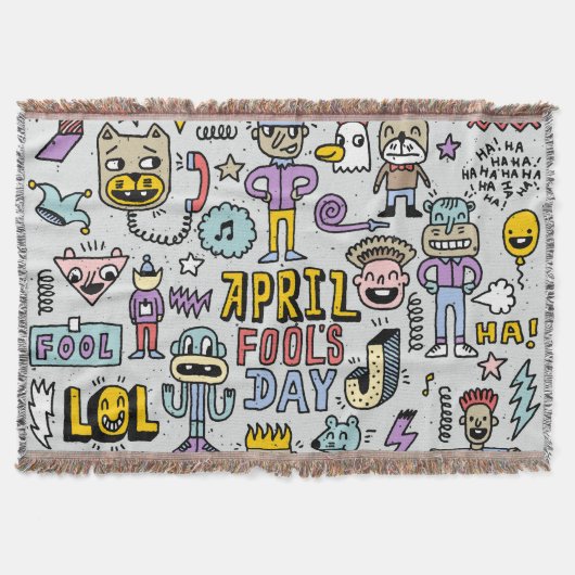 April Narren: farbiges Doodle-Set. Decke (Vorderseite)