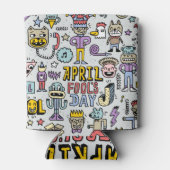 April Narren: farbiges Doodle-Set. Dosenkühler (Rückseite)