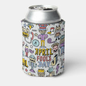 April Narren: farbiges Doodle-Set. Dosenkühler (Kanne Rückseite)