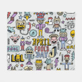 April Narren: farbiges Doodle-Set. Fleecedecke (Vorderseite (Horizontal))