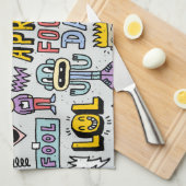 April Narren: farbiges Doodle-Set. Geschirrtuch (Viertel Falte)