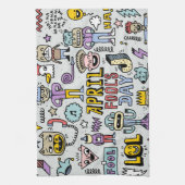 April Narren: farbiges Doodle-Set. Geschirrtuch (Vertikal)