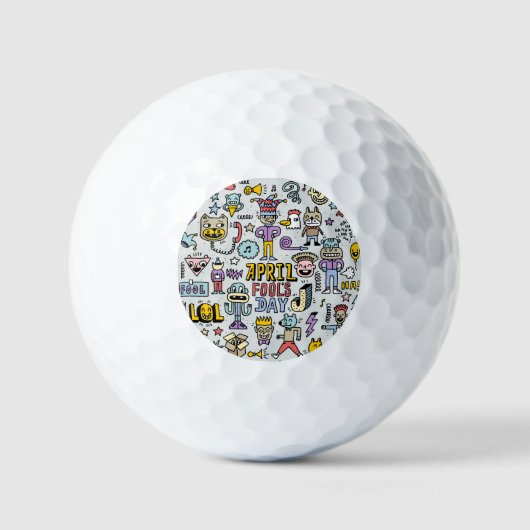 April Narren: farbiges Doodle-Set. Golfball (Vorderseite)